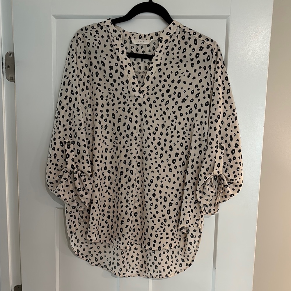Lush Black and Cream Patterned Blouse